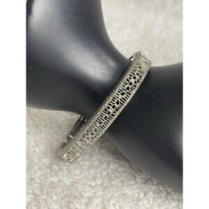 Vintage Kiddie Kraft Rhodium Plated Filigree Bangle Bracelet ~ 6"